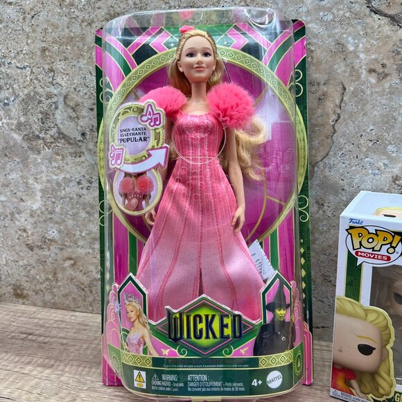 Mattel Wicked Movie Singing Glinda Witch Rare URL MISPRINT & Funko Pop! #1702 - Picture 3 of 6